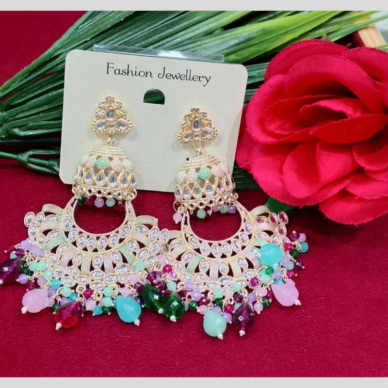 Manisha Jewellery Gold Plated Kundan Stone And Beads Meenakari Dangler Earrings