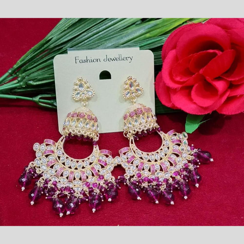 Manisha Jewellery Gold Plated Kundan Stone And Beads Meenakari Dangler Earrings