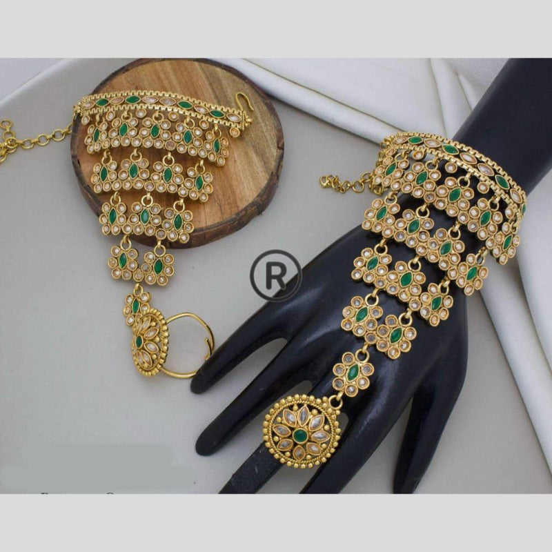 Manisha Jewellery Gold Plated Pota Stone Hand Harness