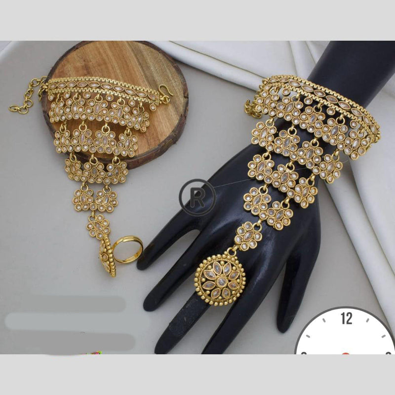 Manisha Jewellery Gold Plated Pota Stone Hand Harness