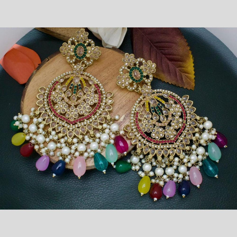 Manisha Jewellery Gold Plated Crystal Stone And Beads Dangler Earrings