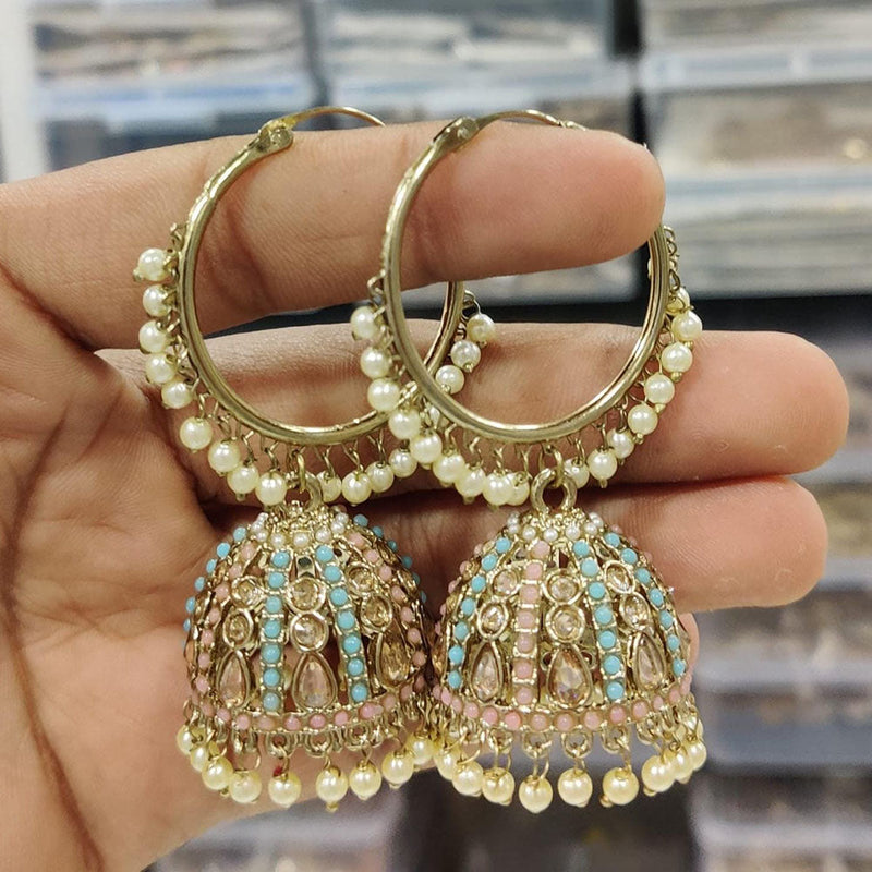 Manisha Jewellery Gold Plated Crystal Stone And Pearls Jhumki Earrings