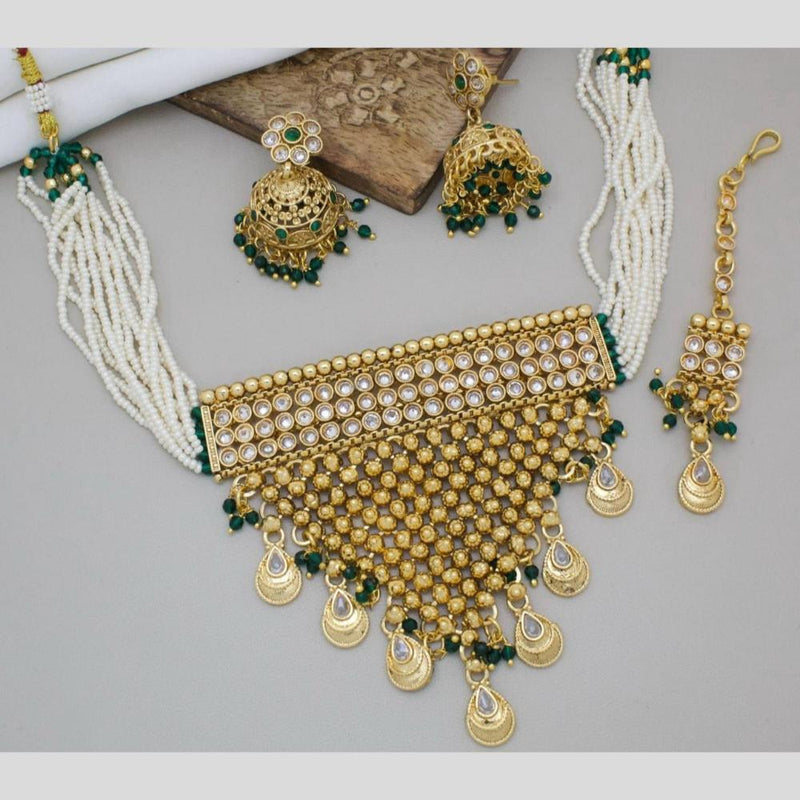 Manisha Jewellery Gold Plated Kundan Stone And Pearls Choker Necklace Set