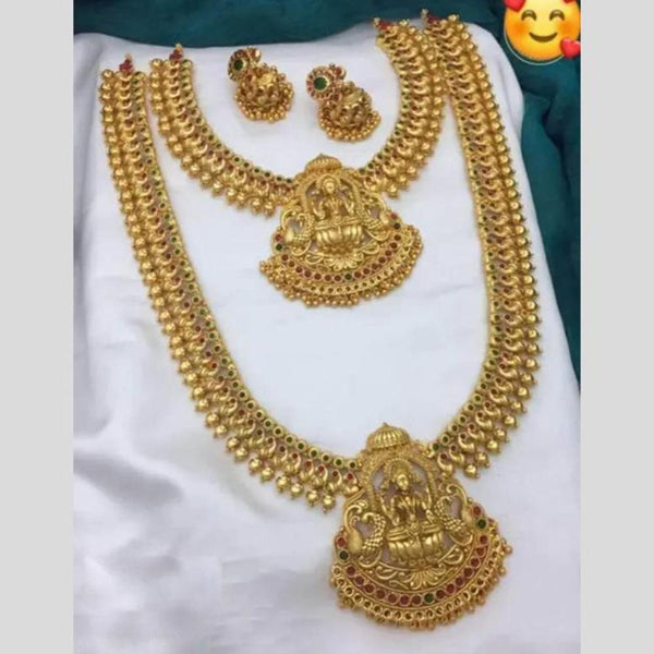 Manisha Jewellery Gold Plated Pota Stone Temple Double Necklace Set