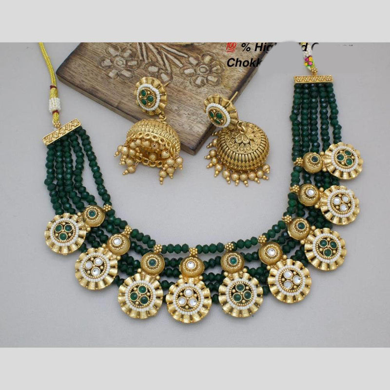 Manisha Jewellery Gold Plated Pota Stone And Beads Necklace Set