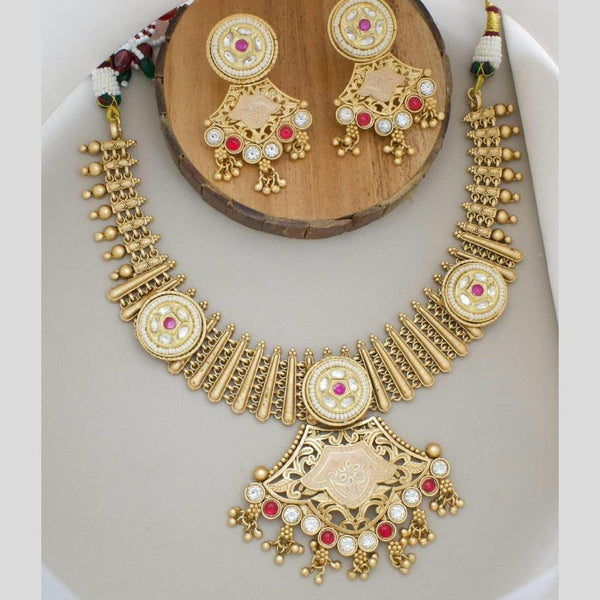 Manisha Jewellery Gold Plated Kundan Stone Meenakari Necklace Set