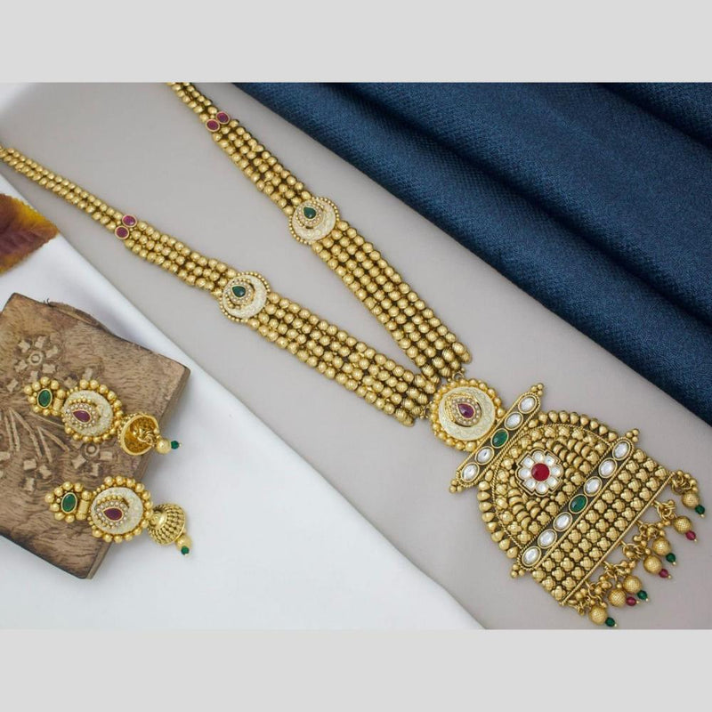 Manisha Jewellery Gold Plated Kundan Stone And Pearls Long Necklace Set