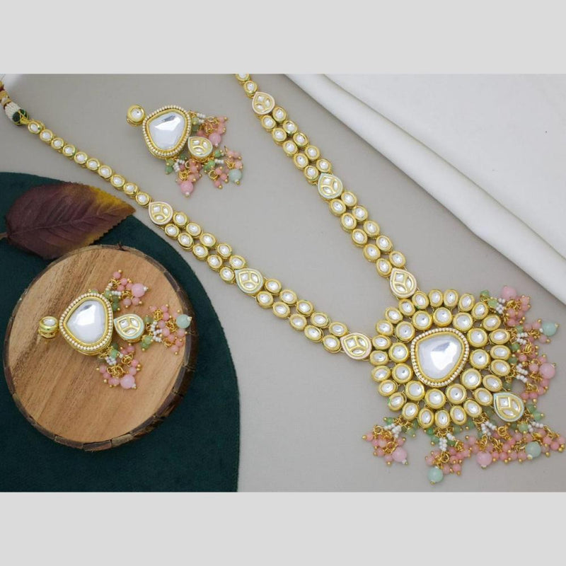 Manisha Jewellery Gold Plated Kundan Stone And Pearls Long Necklace Set