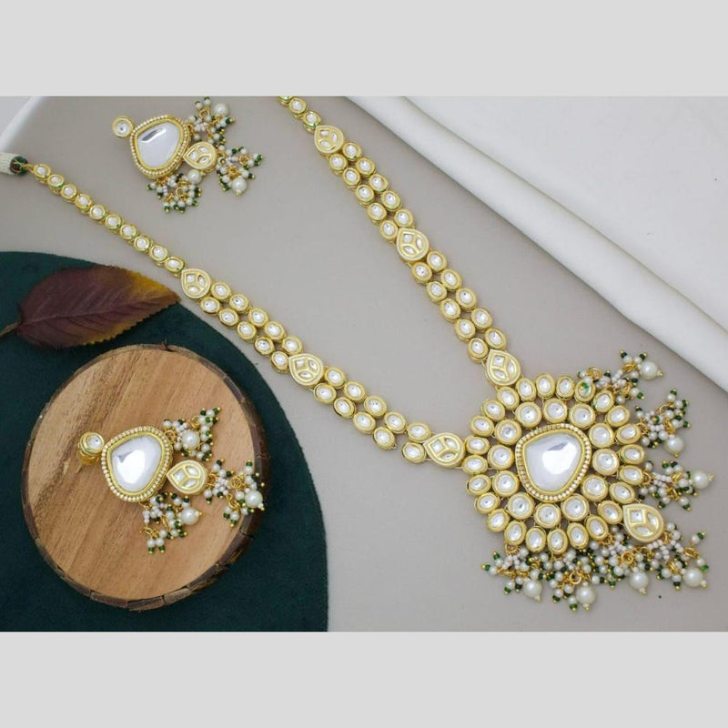 Manisha Jewellery Gold Plated Kundan Stone And Pearls Long Necklace Set