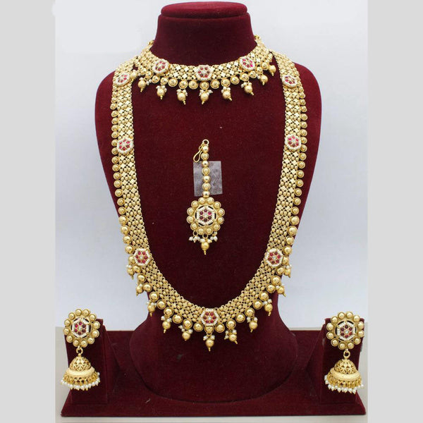 Manisha Jewellery Pota Stone And Perals Double Necklace Set