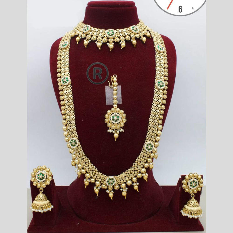 Manisha Jewellery Pota Stone And Perals Double Necklace Set