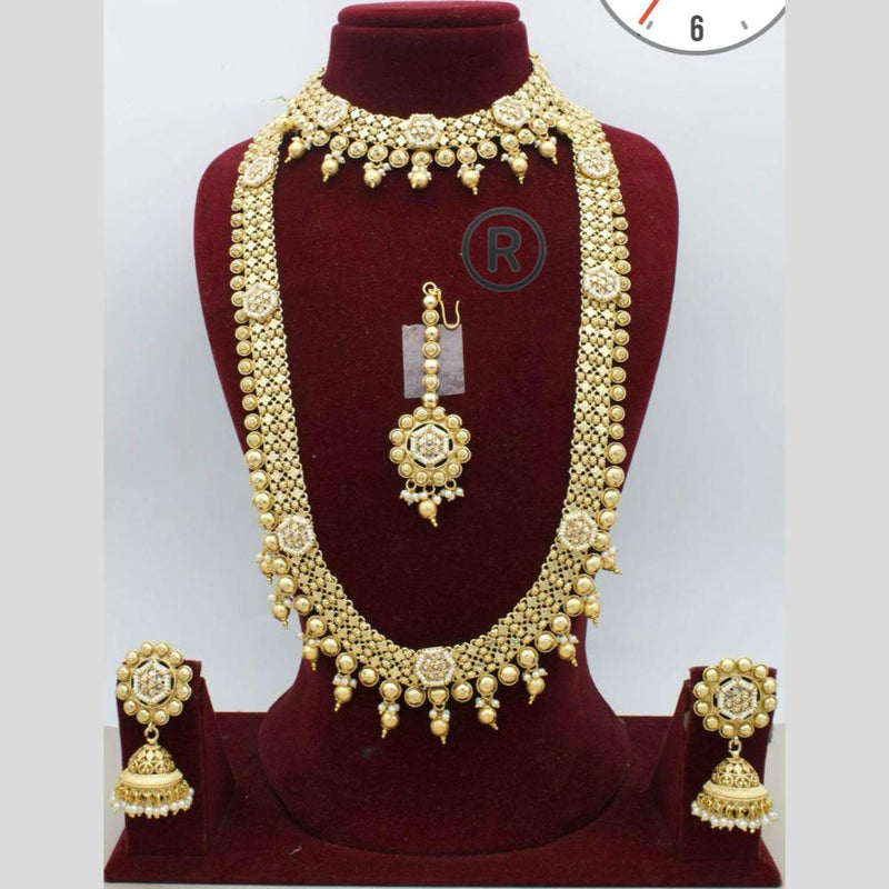 Manisha Jewellery Pota Stone And Perals Double Necklace Set