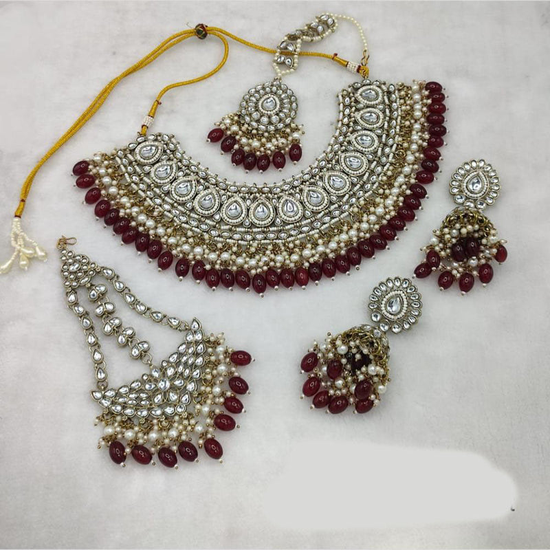 Manisha Jewellery Gold Plated Kundan Stone And Beads Necklace Set