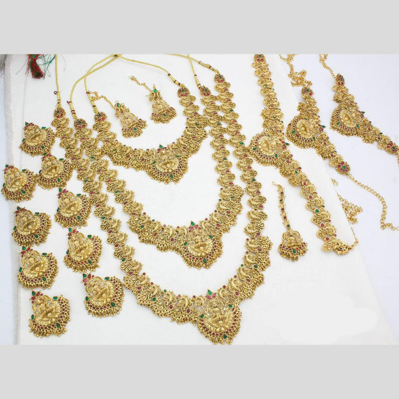 Manisha Jewellery Gold Plated Pota Stone Temple Bridal Set