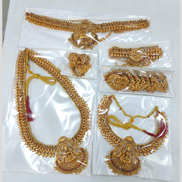 Manisha Jewellery Gold Plated Pota Stone Temple Bridal Set