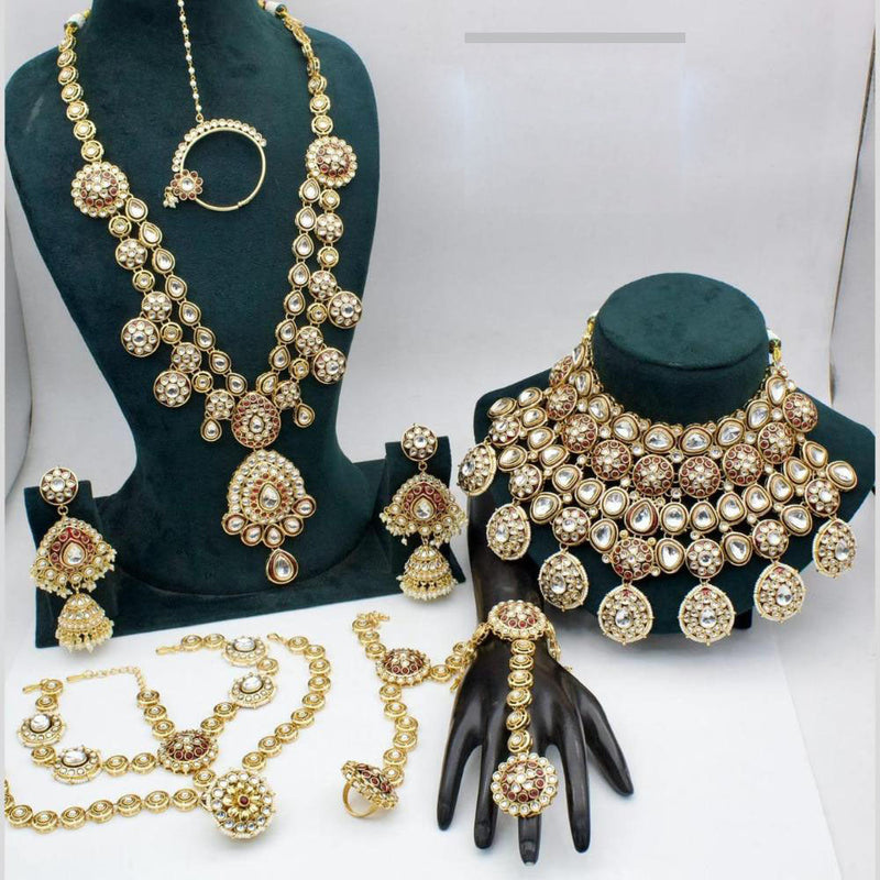 Manisha Jewellery Gold Plated Kundan Stone Meenakari Bridal Set