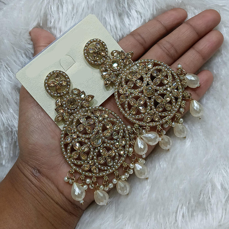 Manisha Jewellery Gold Plated Crystal Stone And Pearls Dangler Earrings