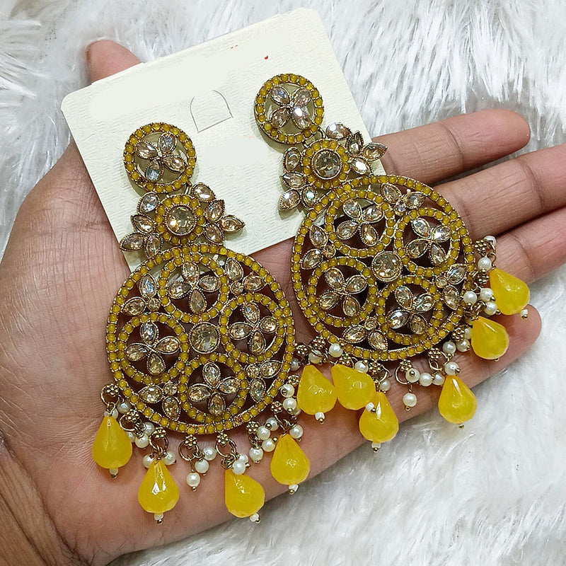 Manisha Jewellery Gold Plated Crystal Stone And Pearls Dangler Earrings