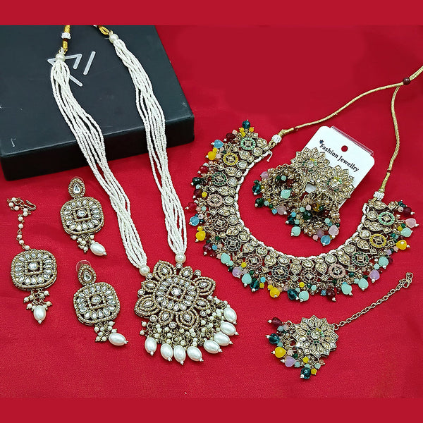 Manisha Jewellery Gold Plated Kundan Stone Necklace Combo Set