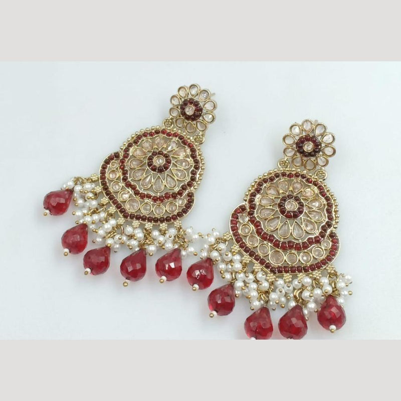 Manisha Jewellery Gold Plated Crystal Stone And Pearls Dangler Earrings