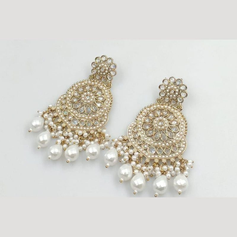 Manisha Jewellery Gold Plated Crystal Stone And Pearls Dangler Earrings