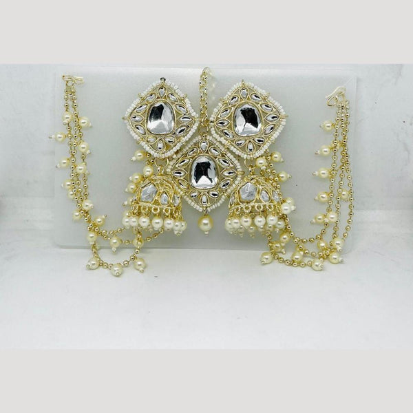 Manisha Jewellery Gold Plated Kundan Stone And Pearls Jhumki Earrings