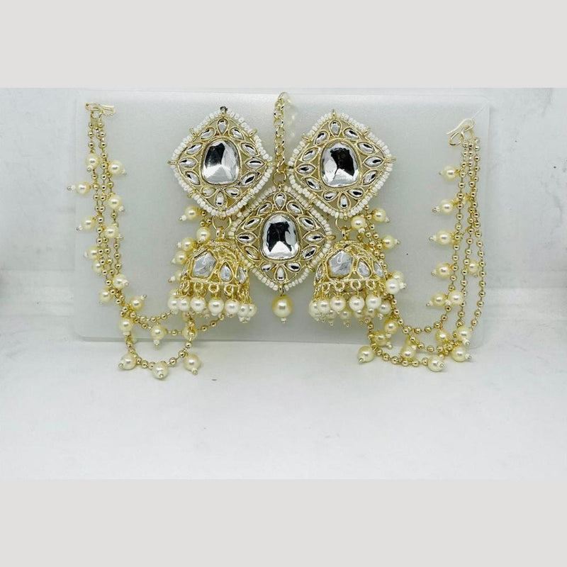 Manisha Jewellery Gold Plated Kundan Stone And Pearls Jhumki Earrings