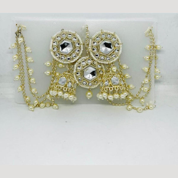 Manisha Jewellery Gold Plated Kundan Stone And Pearls Jhumki Earrings