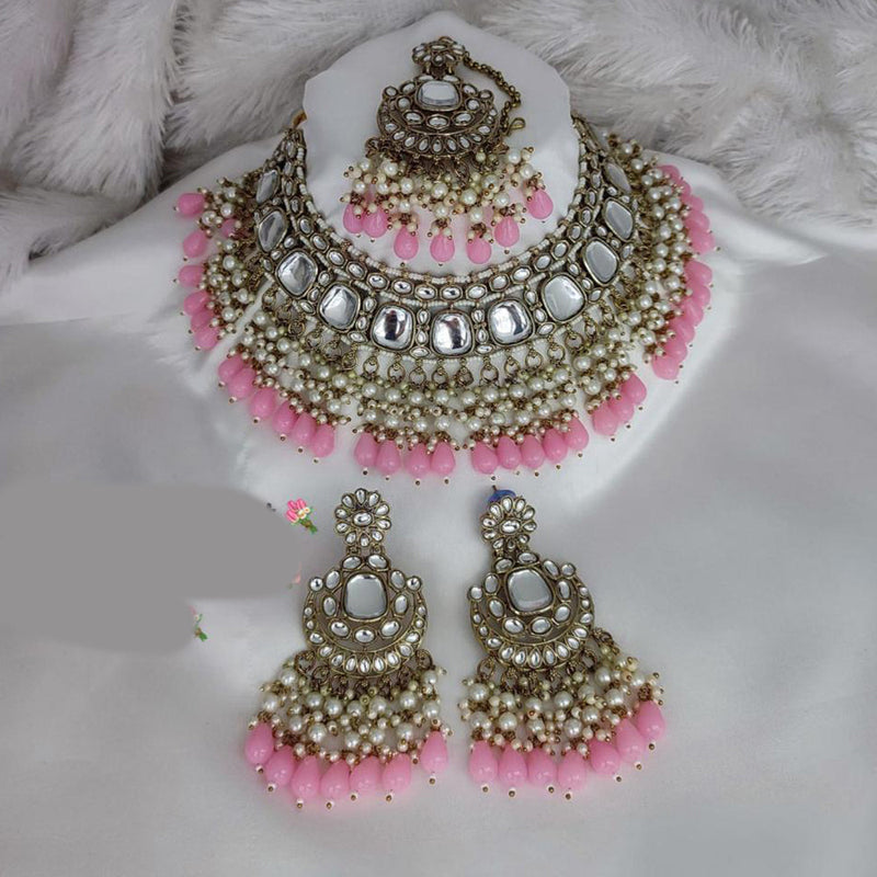 Manisha Jewellery Gold Plated Kundan Stone And Beads Necklace Set