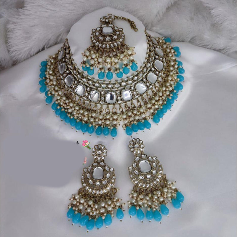 Manisha Jewellery Gold Plated Kundan Stone And Beads Necklace Set