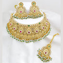 Manisha Jewellery Gold Plated Pota Stone And Pearls Choker Necklace Set