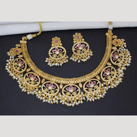 Manisha Jewellery Gold Plated Pota Stone And Pearls Necklace Set