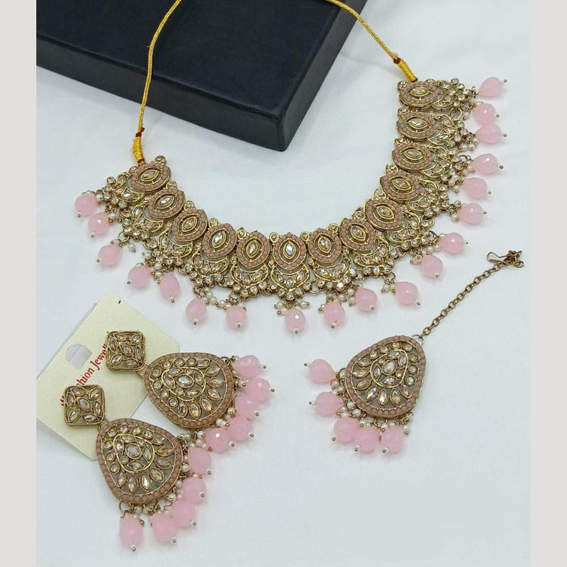 Manisha Jewellery Gold Plated Crystal Stone Pearls And Beads Necklace Set