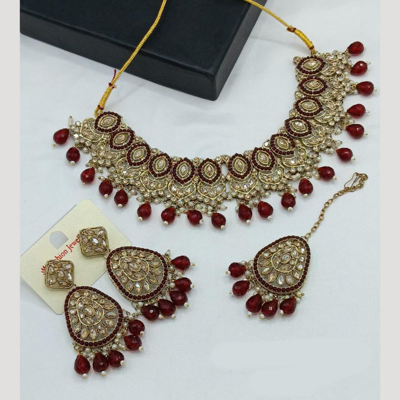 Manisha Jewellery Gold Plated Crystal Stone Pearls And Beads Necklace Set