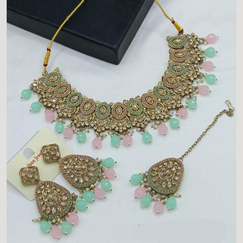 Manisha Jewellery Gold Plated Crystal Stone Pearls And Beads Necklace Set