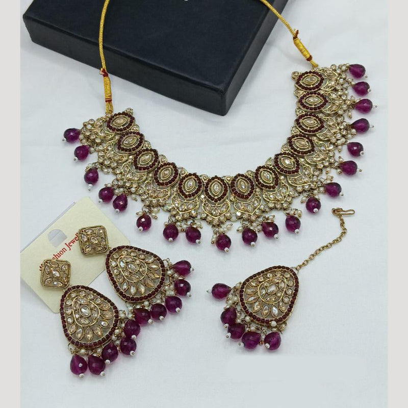 Manisha Jewellery Gold Plated Crystal Stone Pearls And Beads Necklace Set