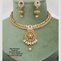 Manisha Jewellery Gold Plated Pota Stone Necklace Set