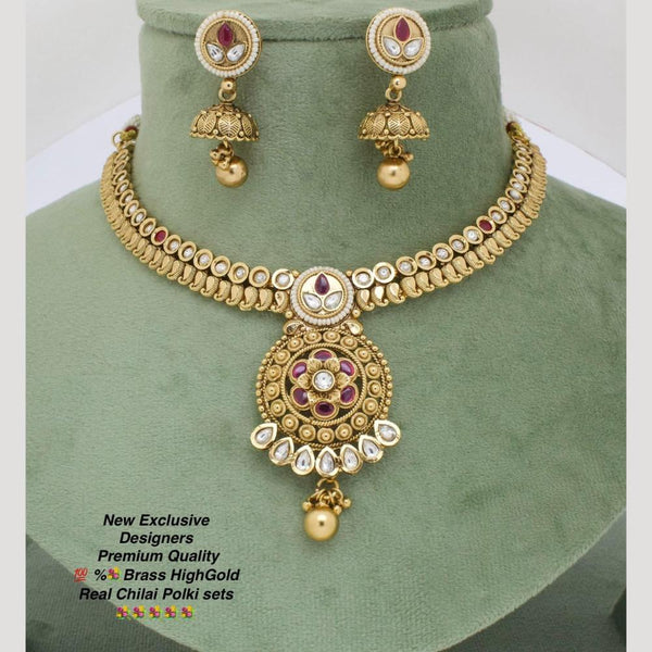 Manisha Jewellery Gold Plated Pota Stone Necklace Set