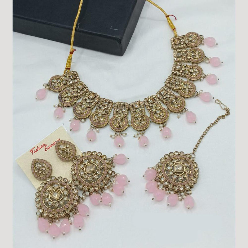 Manisha Jewellery Gold Plated Crystal Stone Pearls And Beads Necklace Set