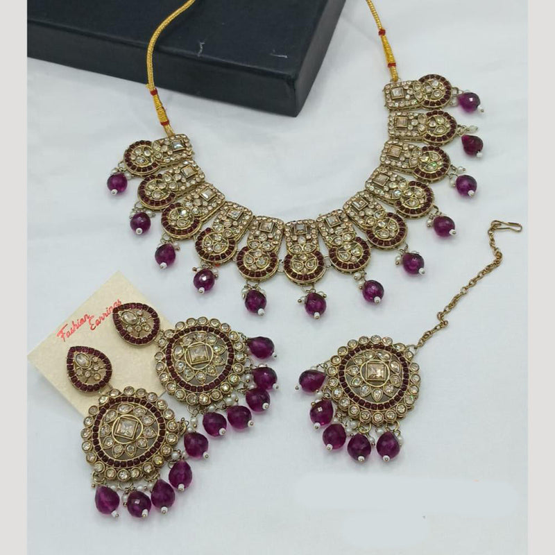 Manisha Jewellery Gold Plated Crystal Stone Pearls And Beads Necklace Set