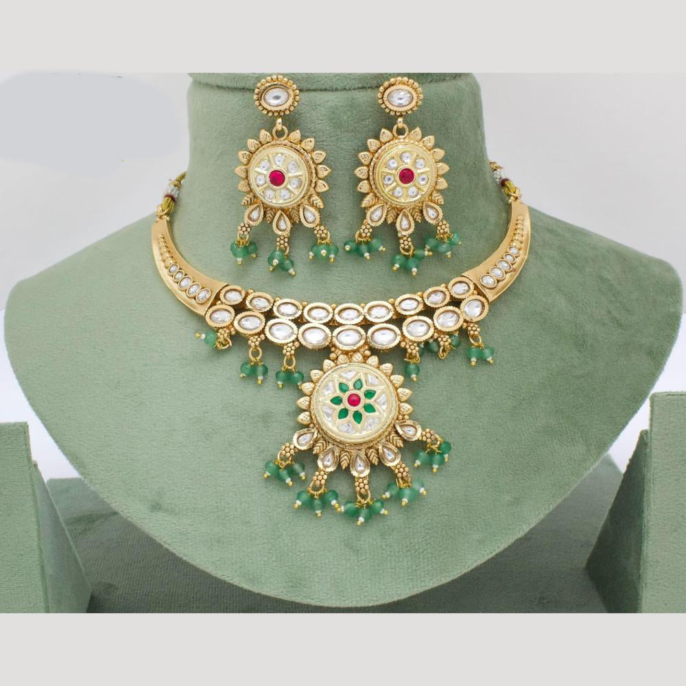 Manisha Jewellery Gold Plated Kundan Stone And Pearls Necklace Set