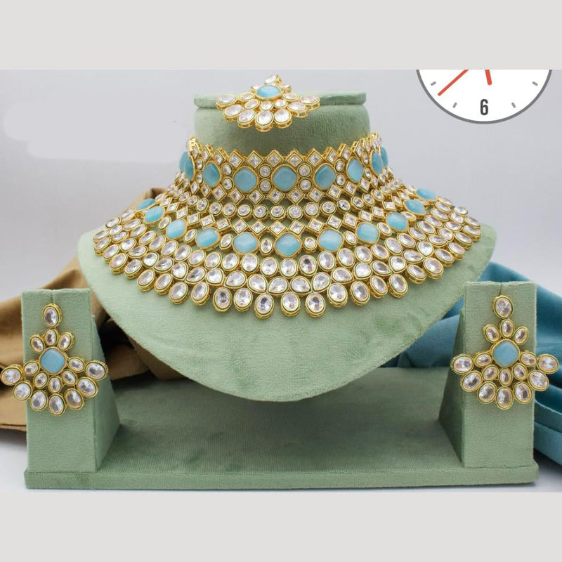 Manisha Jewellery Gold Plated Pota Stone Choker Necklace Set