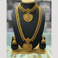 Manisha Jewellery Gold Plated Pota Stone Double Necklace Set