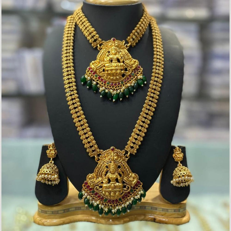 Manisha Jewellery Gold Plated Pota Stone Double Necklace Set