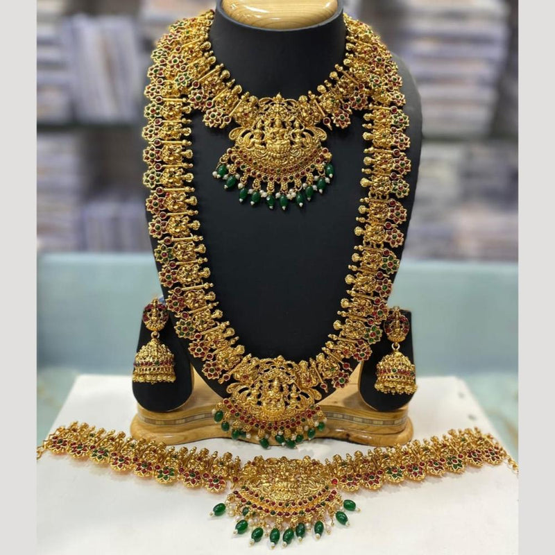 Manisha Jewellery Gold Plated Pota Stone Temple Combo Set