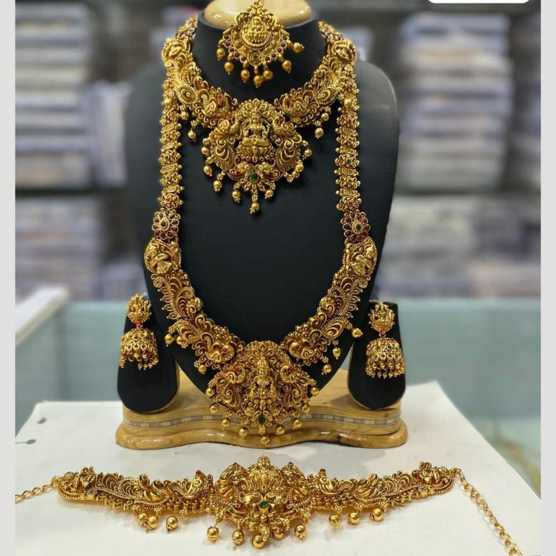 Manisha Jewellery Gold Plated Pota Stone Temple Combo Set