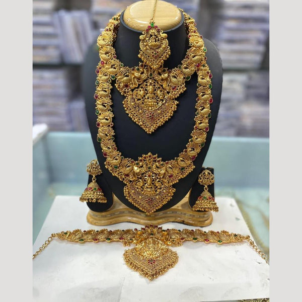 Manisha Jewellery Gold Plated Pota Stone Temple Combo Set