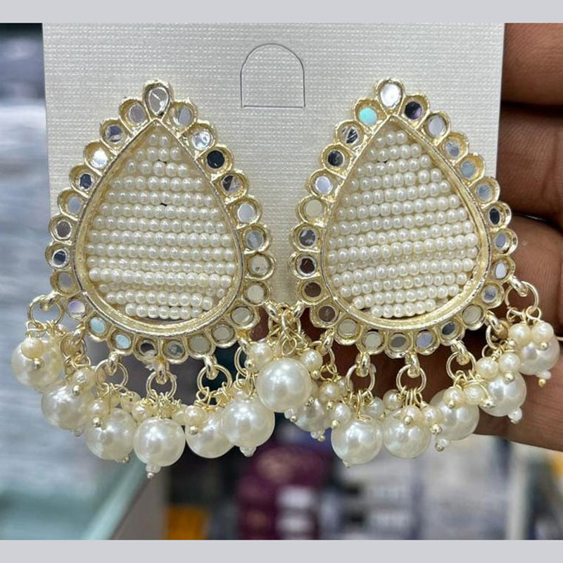 Manisha Jewellery Gold Plated Mirror And Pearl Dangler Earrings