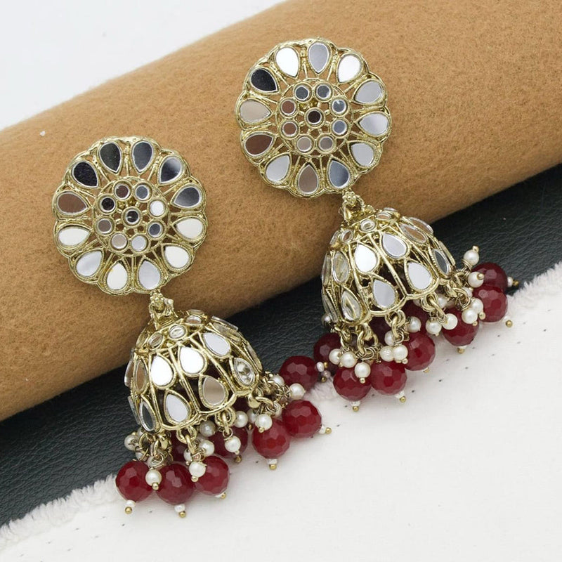 Manisha Jewellery Gold Plated Mirror And Pearls Jhumki Earrings