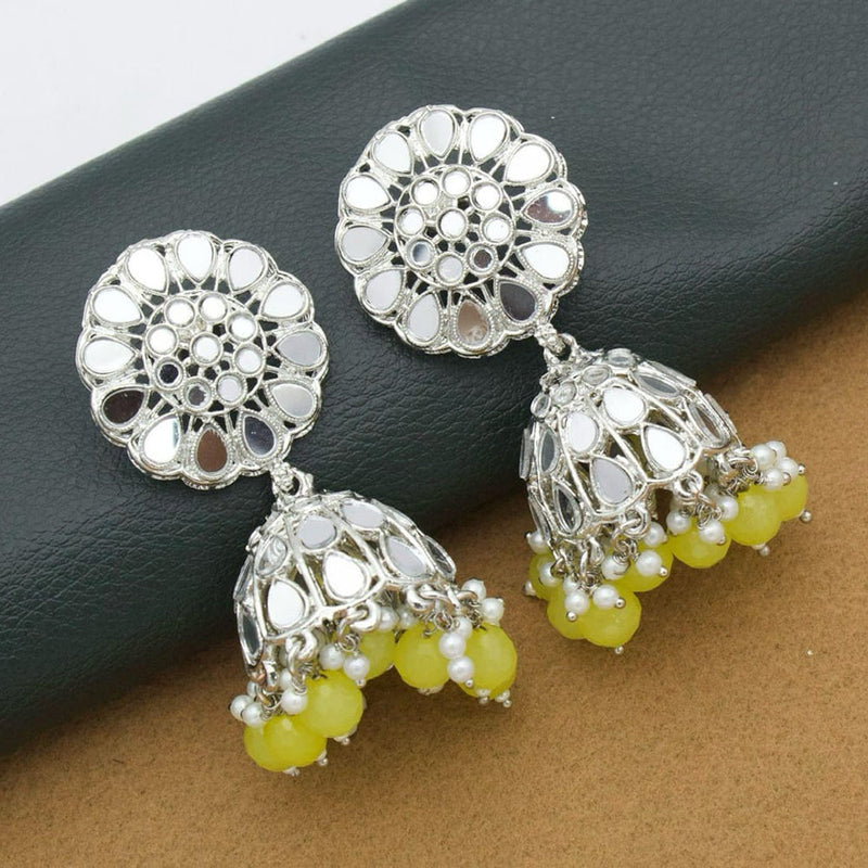 Manisha Jewellery Silver Plated Mirror And Pearls Jhumki Earrings